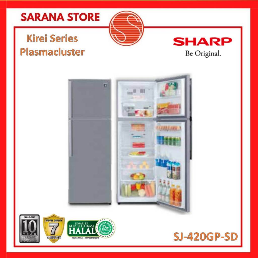 SHARP KULKAS 2 Pintu SJ-420GP-SD Plasmacluster SJ420 420GPSD