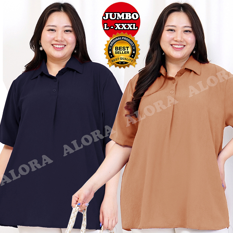 Atasan Wanita Tangan Pendek Jumbo LD 120- LD130- LD140 - Atasan Wanita BIG SIZE - Kemeja Jumbo
