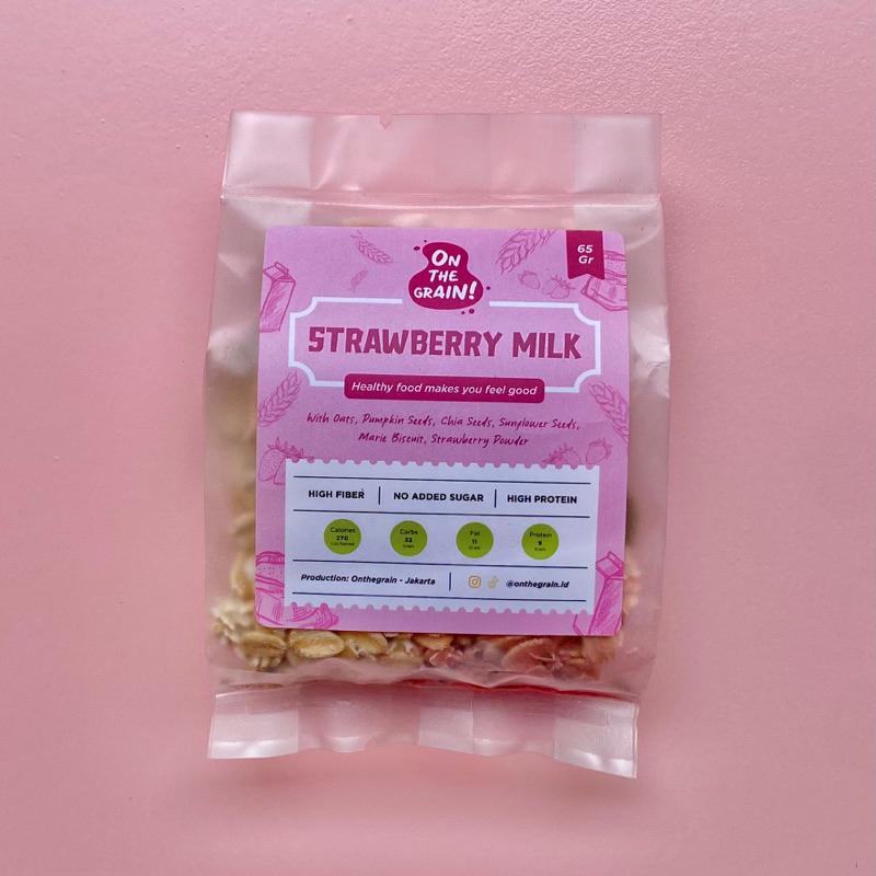 

STRAWBERRY MILK OATS by On The Grain | Overnight / Instant Oat - Healthy Snack Breakfast Snack Muesli
