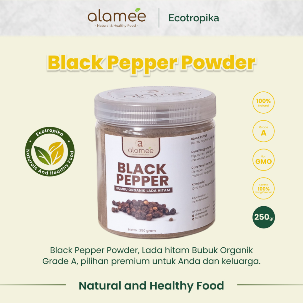 

Blackpepper Powder Lada Hitam Bubuk Black Pepper Bumbu Dapur Instan Grade A Premium Spesial 250 Gram