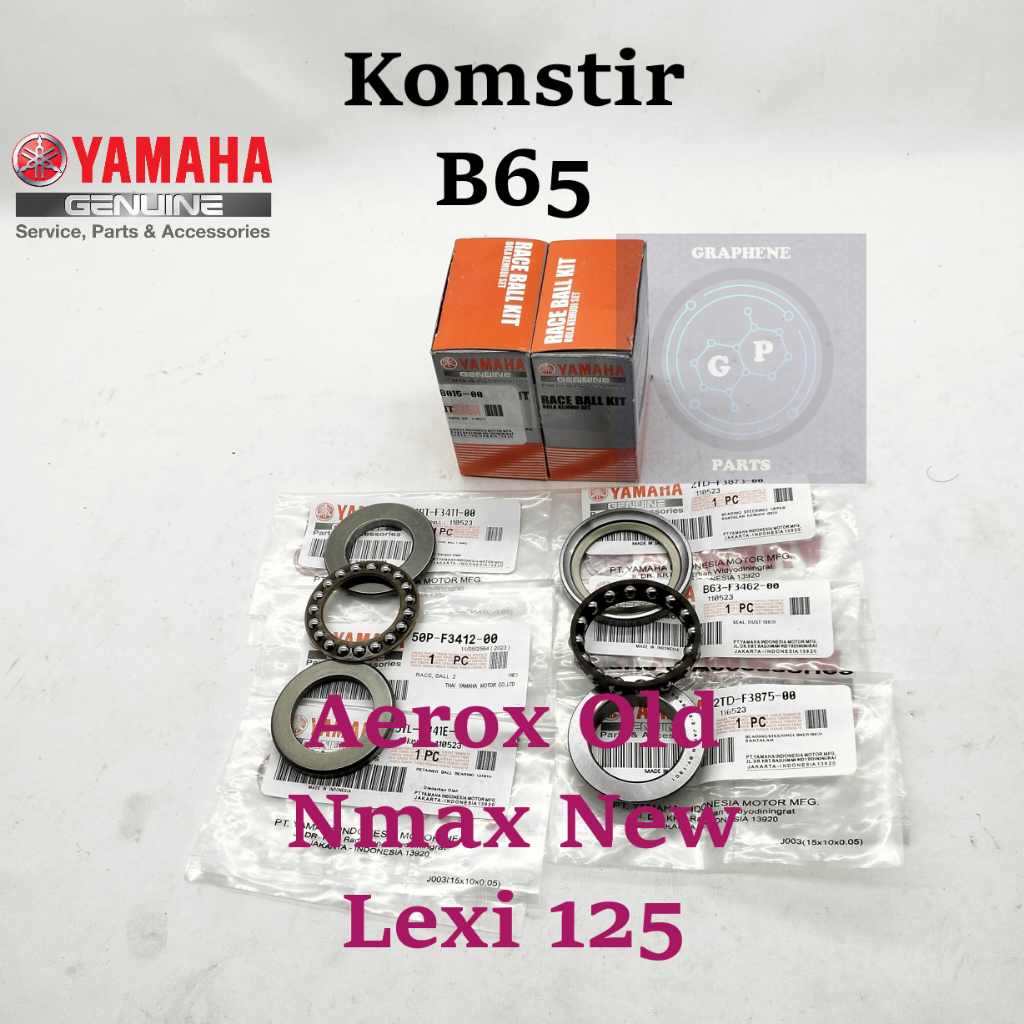 Comstir B65 100 % ORI YAMAHA AEROX OLD NMAX NEW LEXI 125 KOMSTIR BEARING STANG STIR YGP PRESISI AWET