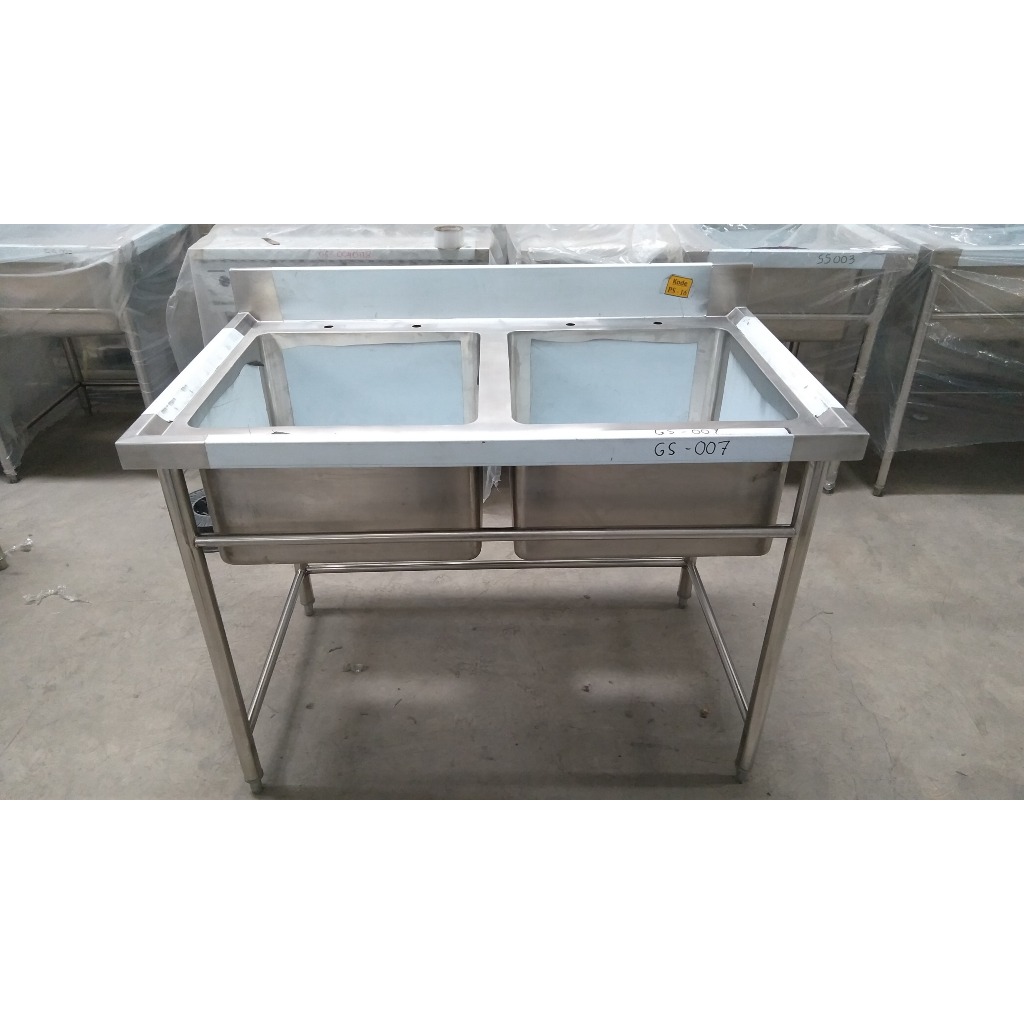 Double Sink Stainless/ Double Sink Table Stainless/ Meja Cuci 2 Bowl Stainless