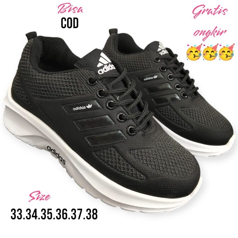Sepatu Adidas Sepatu Olahraga Hitam Sepatu Sekolah Anak