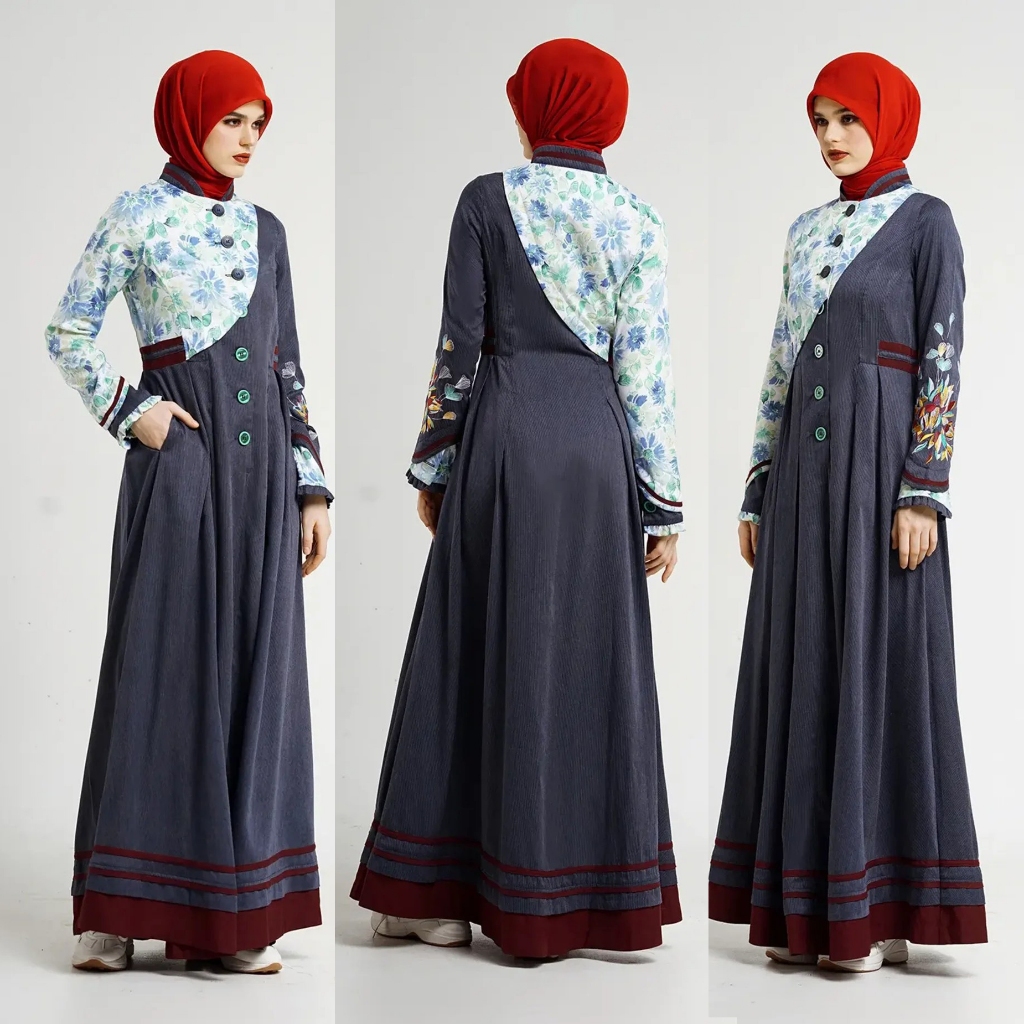 [UFA fashion] Gamis Tuneeca Sid Atlantta, Gamis navy elegan gaya modern, Gamis Tuneeca T-1124014