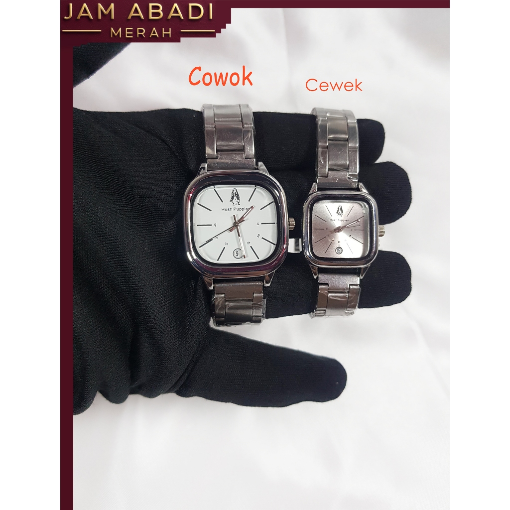JAM TANGAN ANALOG STAINLESS CEWEK COWOK PRIA WANITA KOTAK