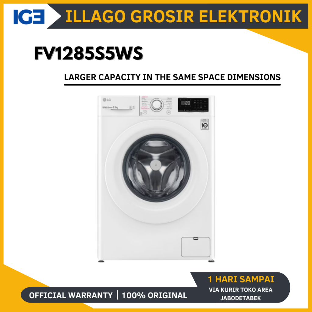 LG FV1285S5WS MESIN CUCI WASHER 8.5 KG FV-1285S5WS FV1285 1285S5WS