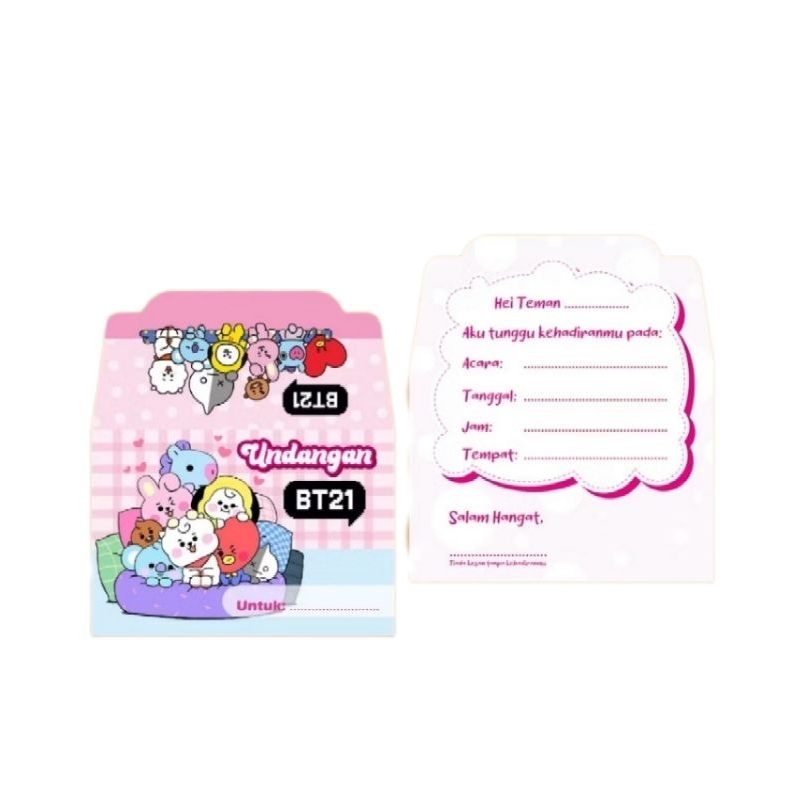 Kartu undangan BT 21 kartu undangan ulang tahun anak tema BT 21 birthday invitation card Paket perle