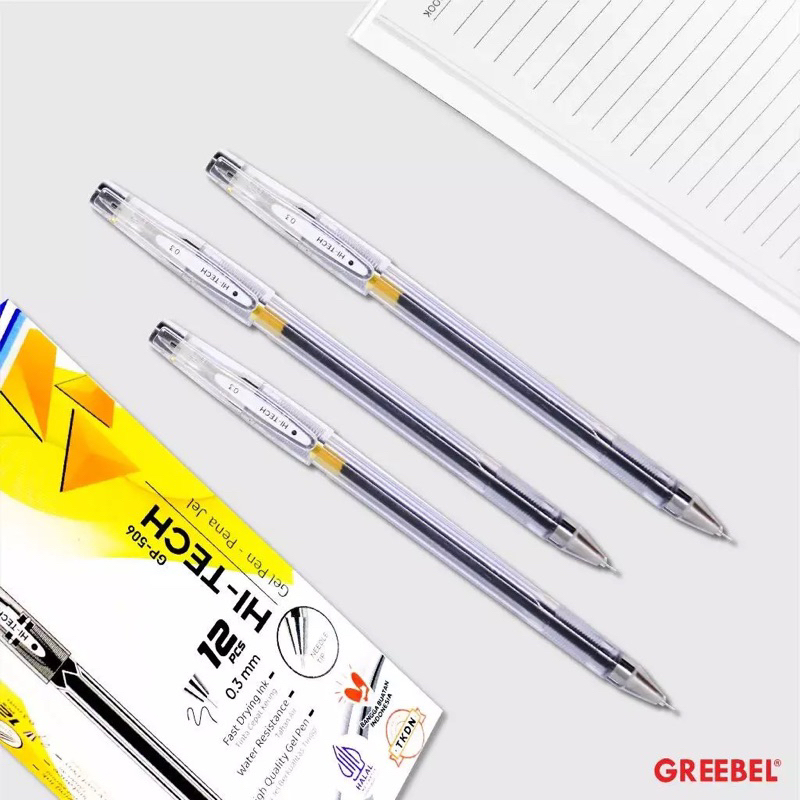 

GREEBEL PULPEN GEL / GEL PEN GP-506 HI-TECH 0.3 (12PCS/SET) Ballpen Gel Ballpoint Bolpen Bolpoin Pena Gel