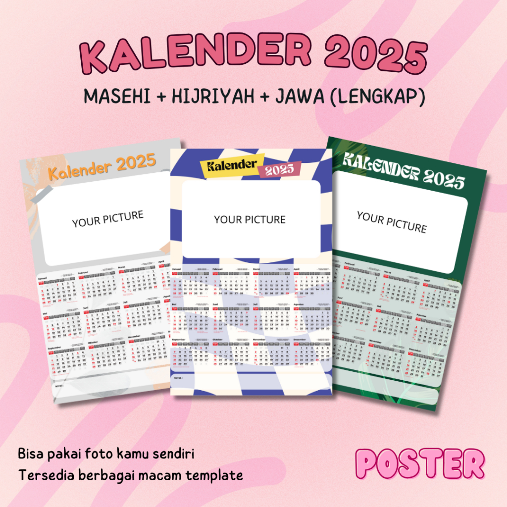 

[custom foto] Kalender Poster - Kalender 2025 ukuran A3+