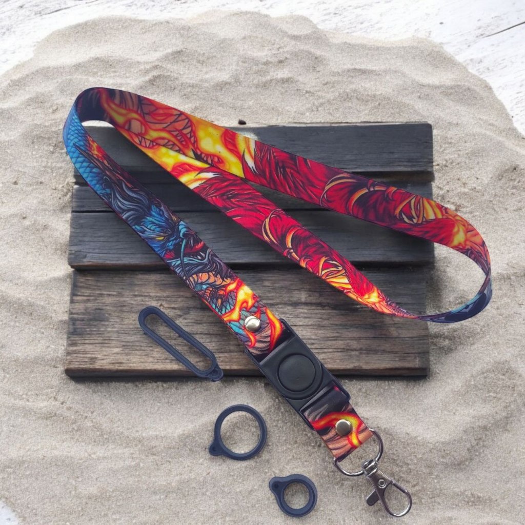 

Lanyard Gantungan Bonus 3 Karet Motif NAGA BIRU Full Print Bolak Balik