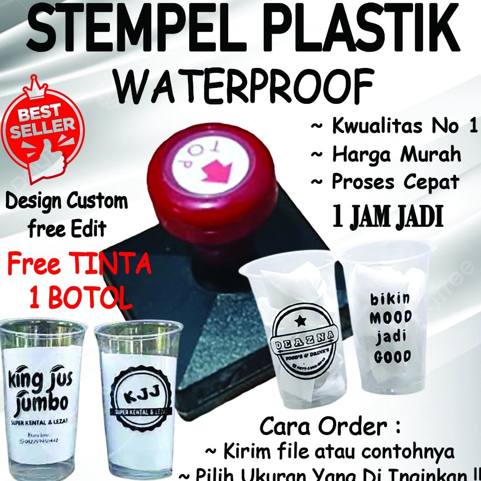 

KODE I82O Stempel Plastik Stempel Gelas Cup Stempel Mika Kaca Kayu Free Tinta Refil 1 Botol 5 ML