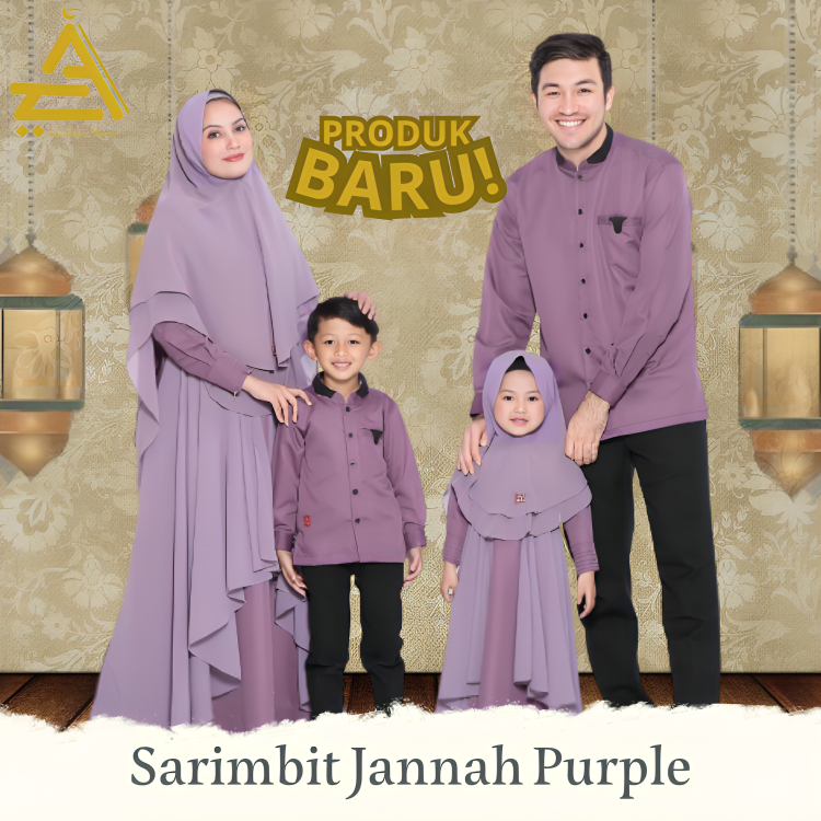 Baju muslim sarimbit couple keluarga lebaran size jumbo xxl 3xl 4xl kekinian bahan toyobo warna ungu