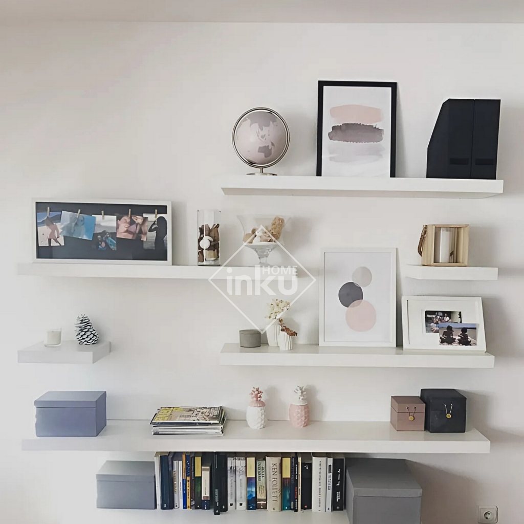 rak ambalan dinding minimalis Panjang 80cm lebar 15cm buku tempel kosmetik kamar serbaguna dapur