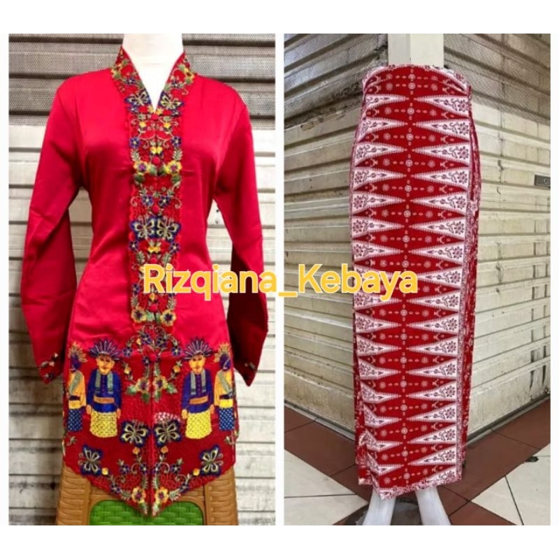 SETELAN KEBAYA ENCIM SEMUA MOTIF PPERPADUAN WARNA MERAH PUTIH // KEBAYA ENCIM JAKARTA // KEBAYA ENCI
