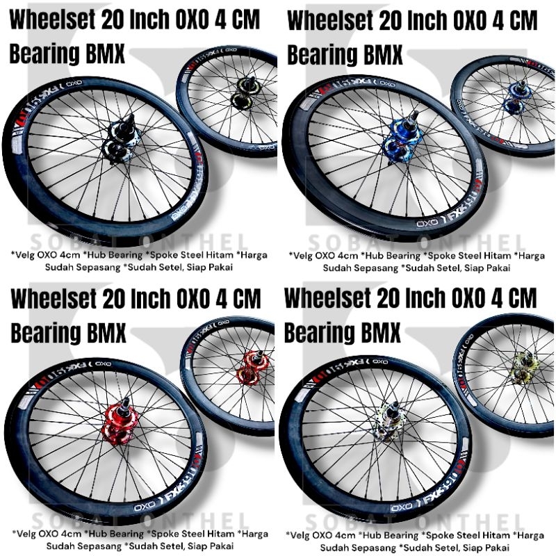Wheelset BMX 20 Bearing Velg OXO 4cm Siap Pakai