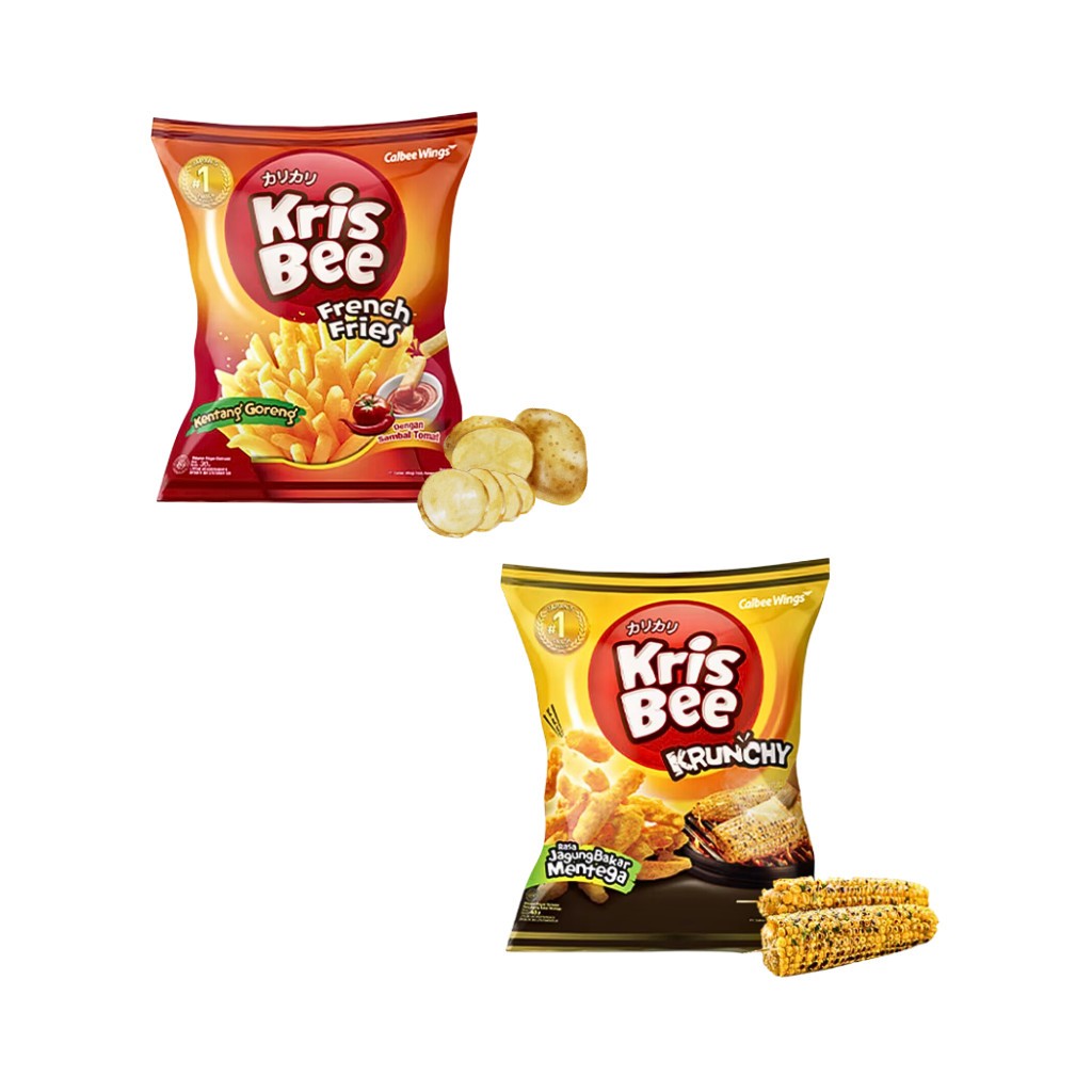 

KRISBEE French Fries Krunchy Krisbee 2000 Kentang Goreng Jagung Bakar Mentega 22.5gr 20gr