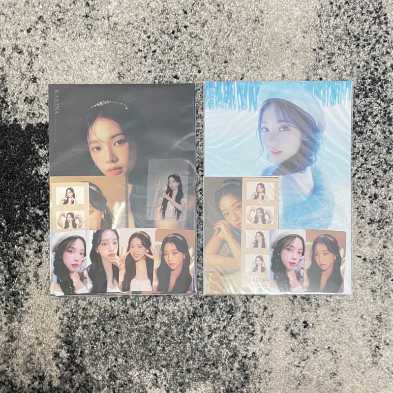 photocard pc aespa karina sg22 season greetings blue heartcheek cantik fullset