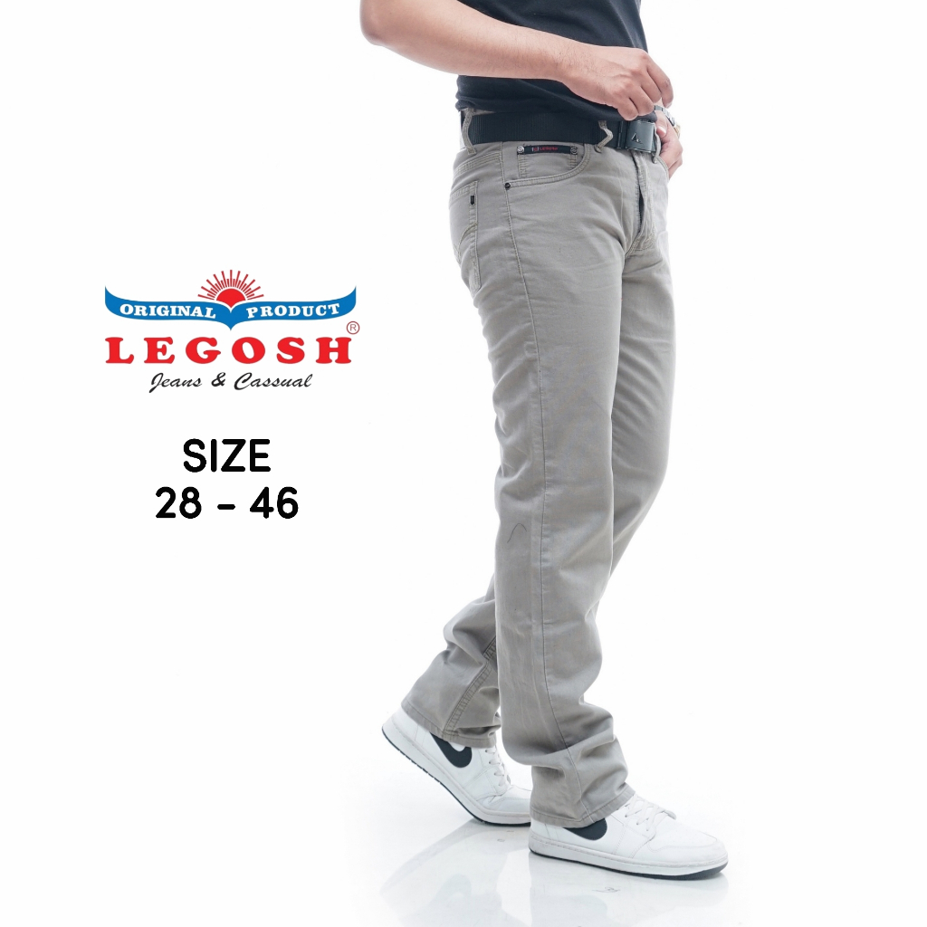 LEGOSH JEANS Celana Panjang Pria Kanvas Basic Bahan Original Premium Size 28 - 46 jumbo