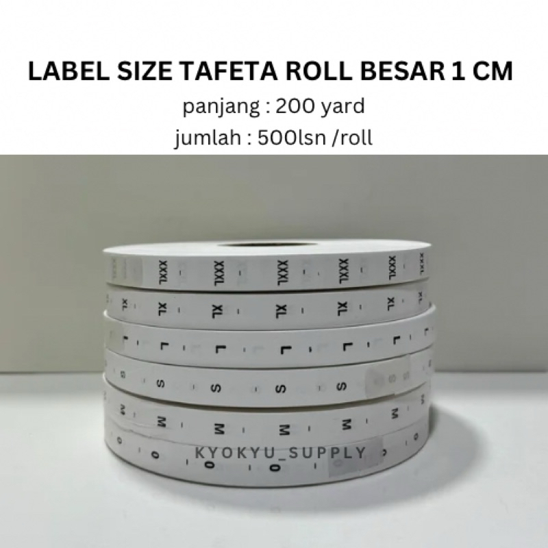 SIZE LABEL TAFETA JUMBO/ LABEL TAFETA Rol besar size S M L XL XXXL 0