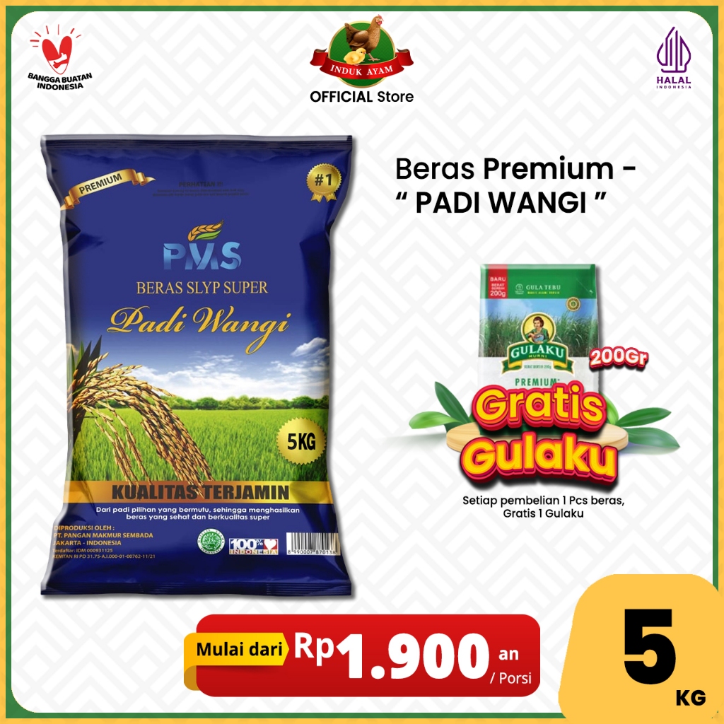 

[GRATIS GULAKU] Beras Premium PADI WANGI 5 kg - Beras Premium - Harum Pandan - Pulen - Beras Kristal - Produk Indonesia