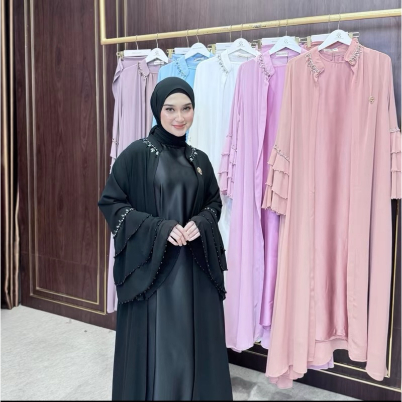 shellasaukia Gamis abaya payet mewah + pashmina