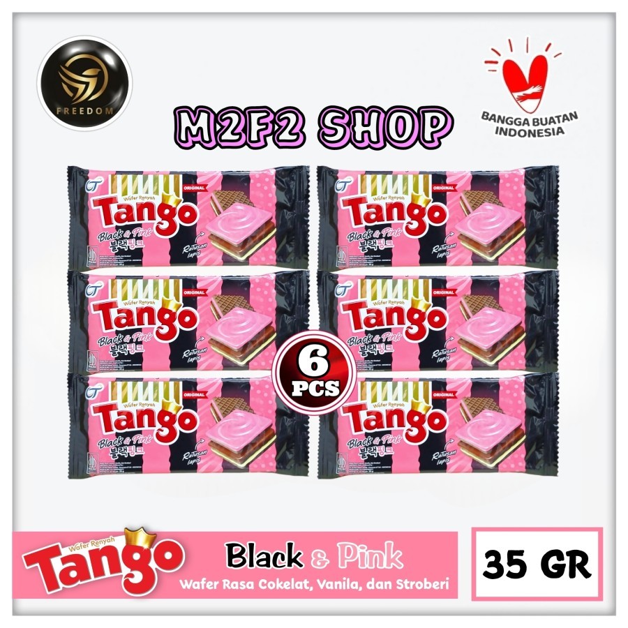 

Tango Wafer Black & Pink BITE SIZE | Krim Cokelat Vanila Stroberi - 35 gr (Kemasan 6 Pcs)