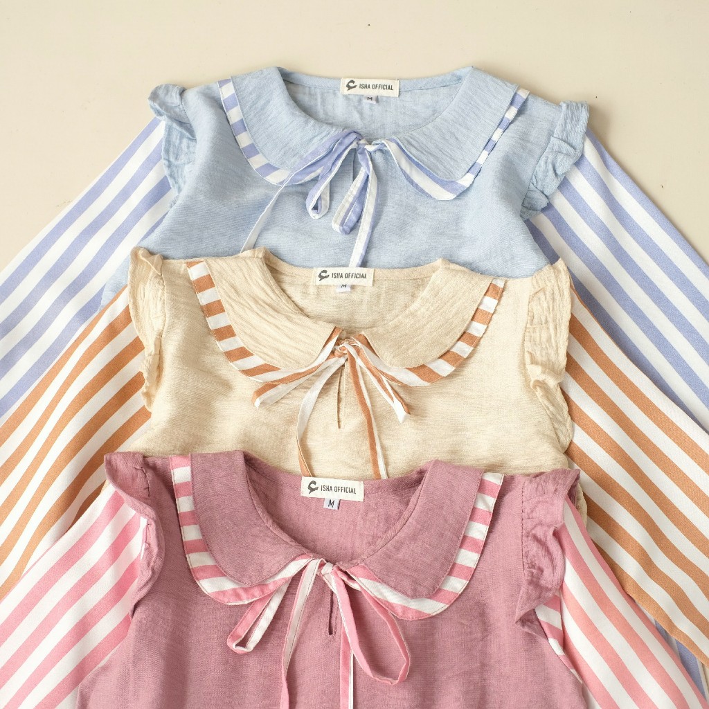 GARANSI Madina Azizah - Gamis anak perempuan 2-12 Tahun Lengan panjang motif Garis-Garis Korean