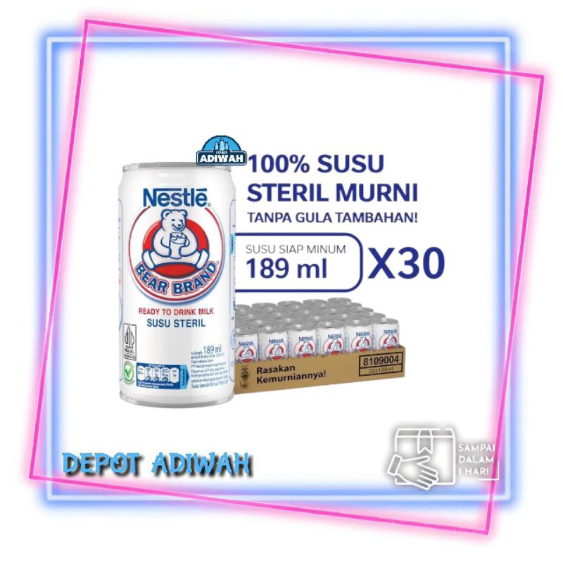 

Susu Steril Bear Brand 189ml (isi 30 kaleng)