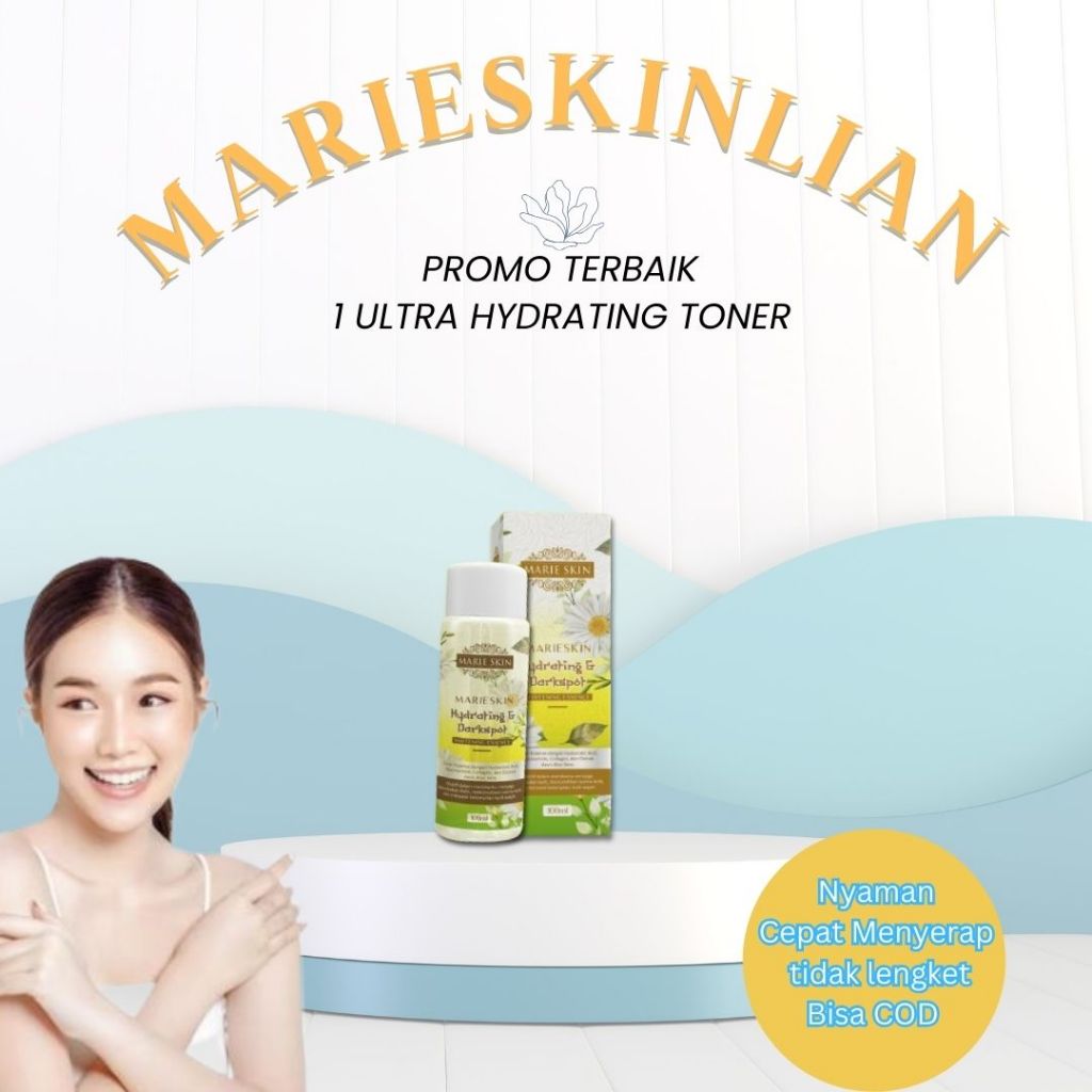 Marieskinlian - Hydrating & Dark Spot Whitening Essence Toner & Lian Cream Membantu merawat keremaja
