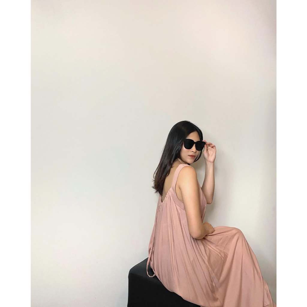 REMI - Nara Dress | Home Dress | Daster Midi Rayon Polos Tanpa Lengan Wanita