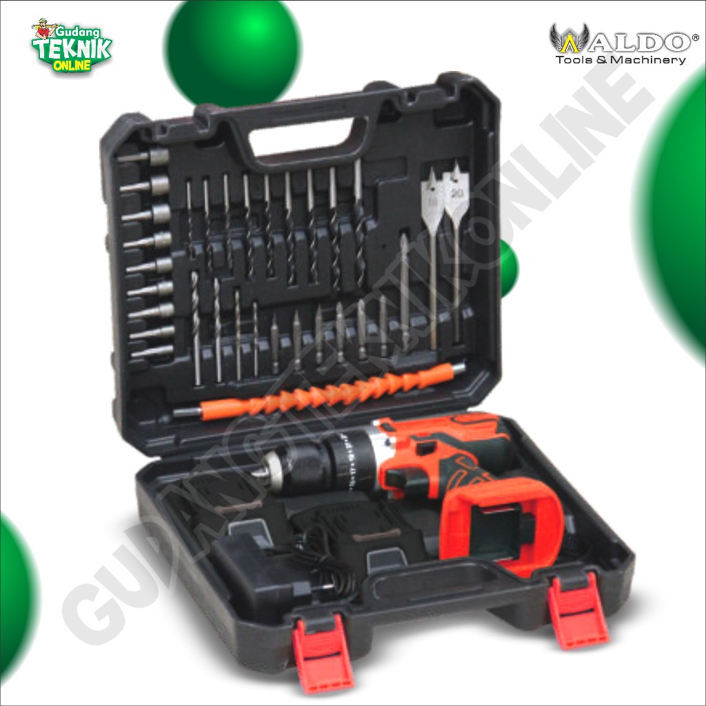 Mesin Bor Tangan Set 10mm ALDO CDS-175 New / Mesin Bor Kayu Besin Beton Baterai CDS 175 ALDO - Cordl