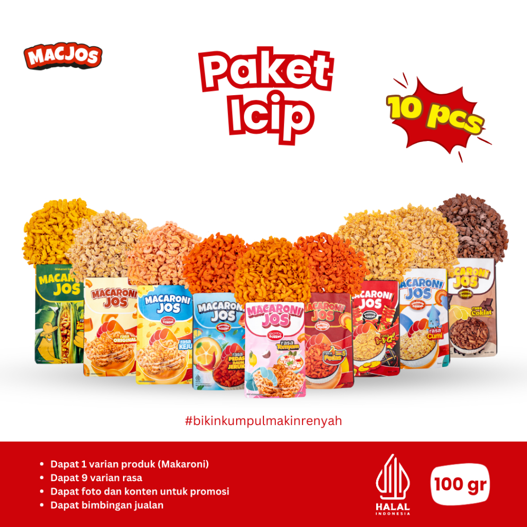

MACJOS Cemilan Makaroni 10pcs Paket Icip