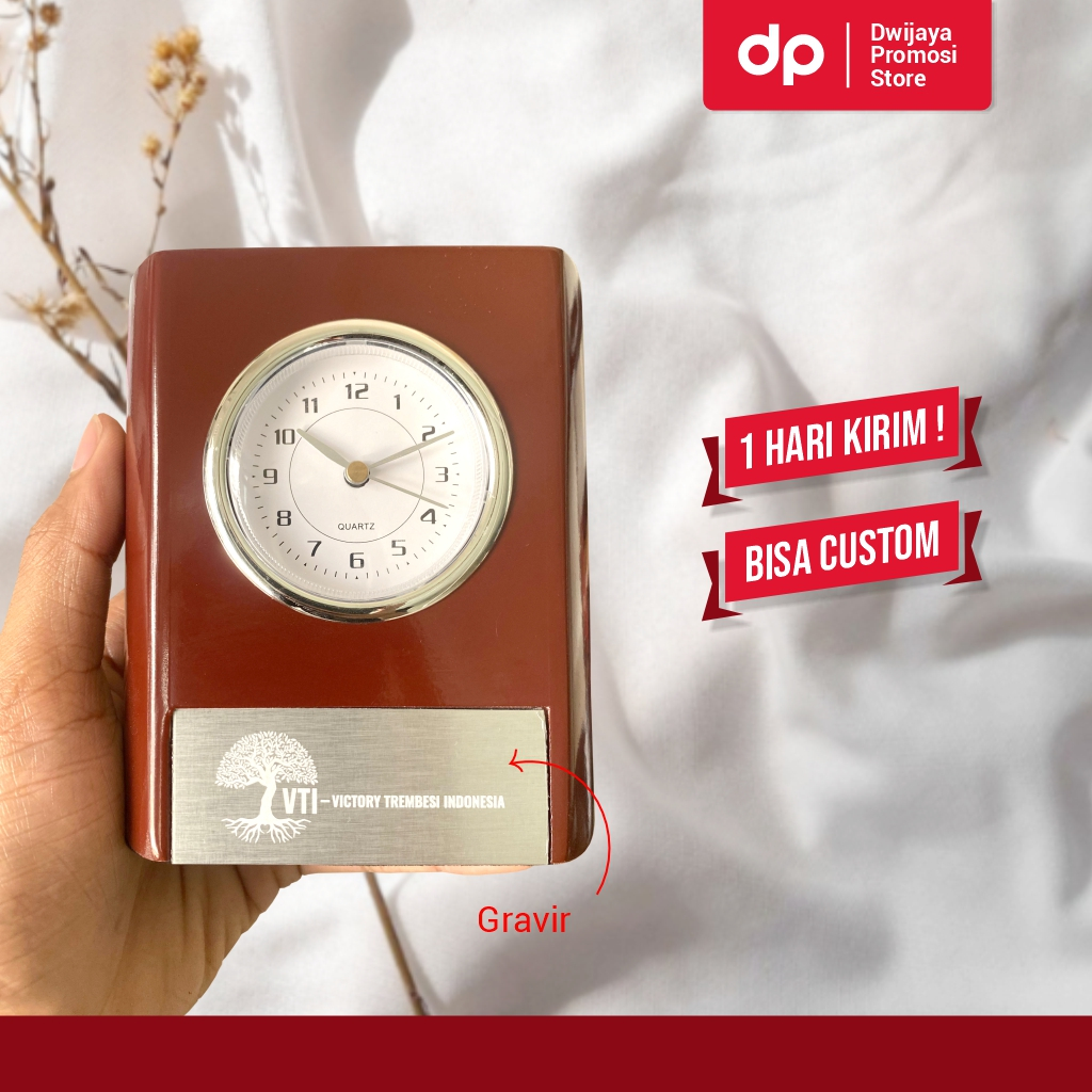 Jam Kayu Pen Holder Promosi Custom Printing UV custom Laser