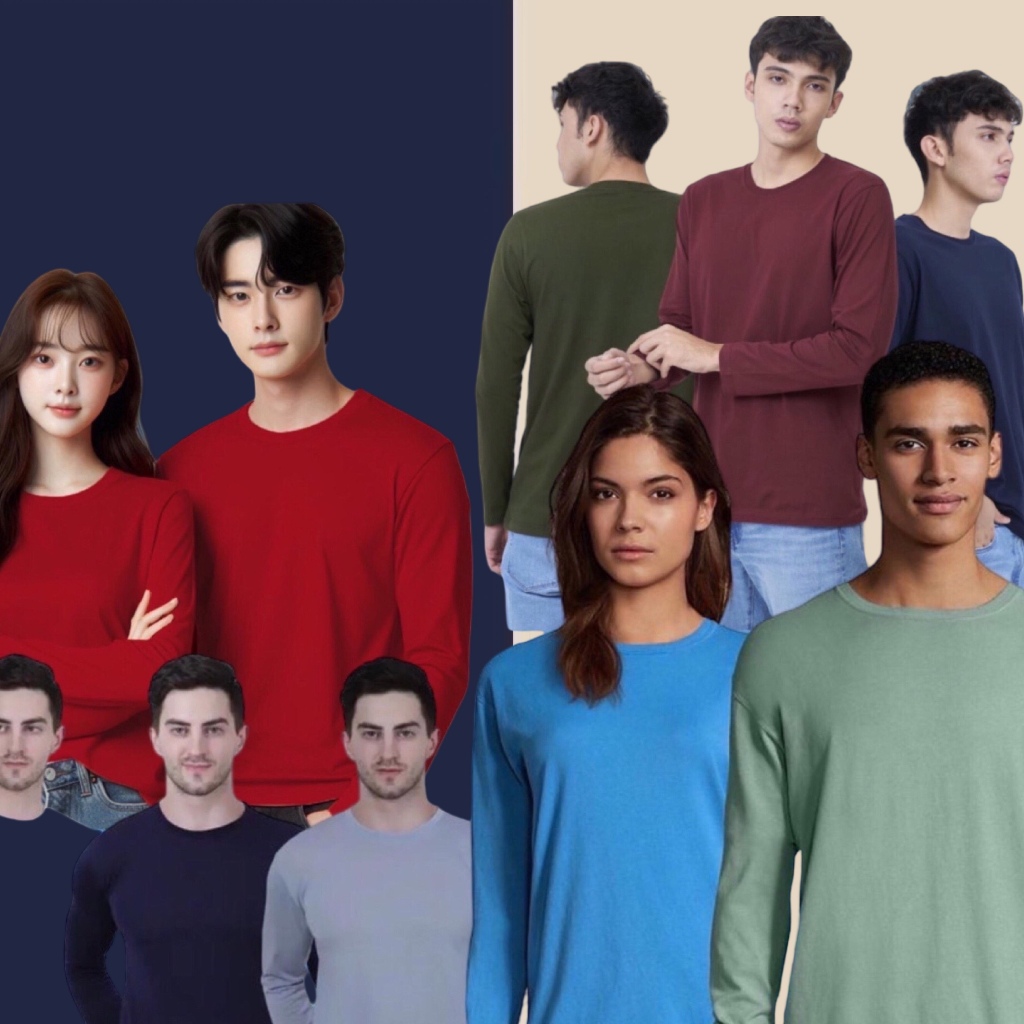 [PROMO] KAOS POLOS LENGAN PANJANG LEHER BULAT UNISEX COWOK-CEWEK CATTON POLYESTER 30S