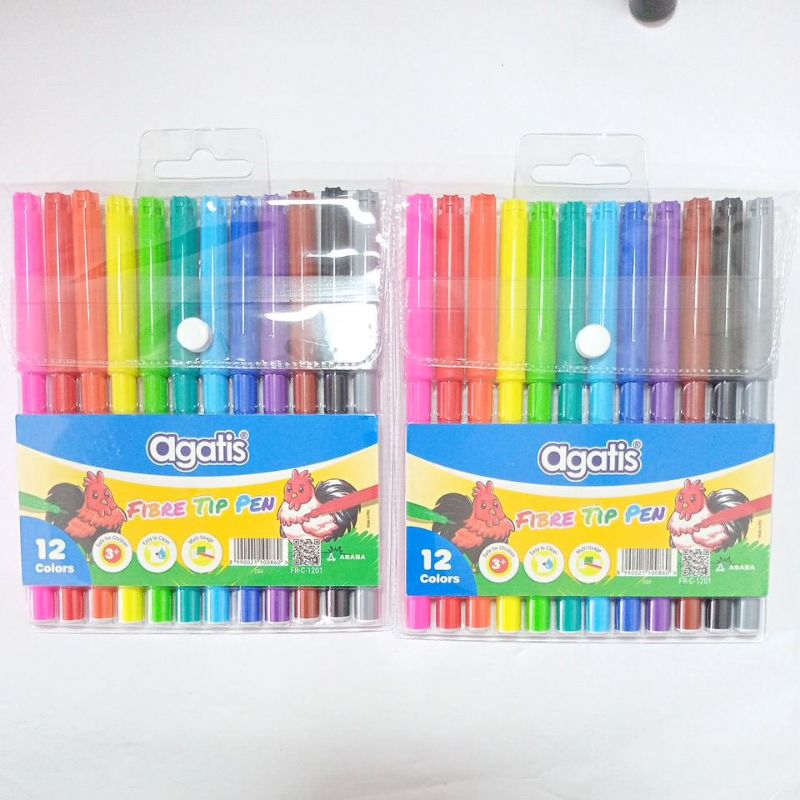 

FIBRE TIP PEN 12WARNA WASHABLE AGATIS