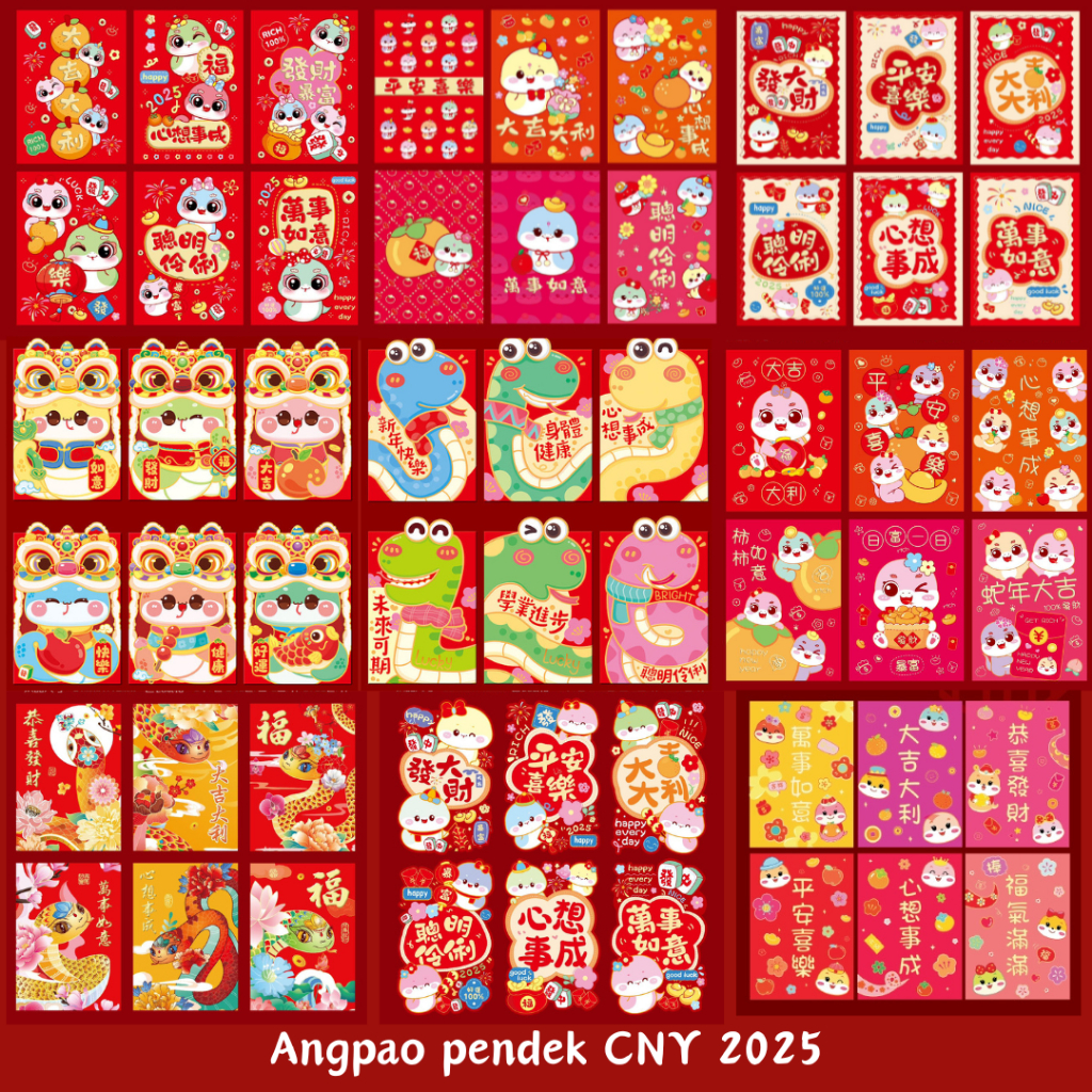 

Angpao pendek imlek CNY 2025 shio ular sincia chinese new year 6pcs