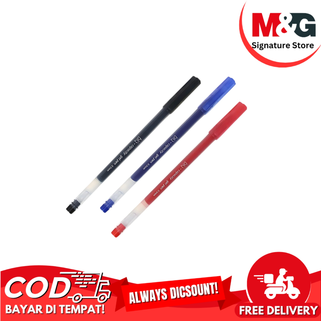 

Pulpen Gel Tip 0.5mm M&G Gel pen Warna Hitam biru merah Ukuran Jumbo Satuan #AGPB6971