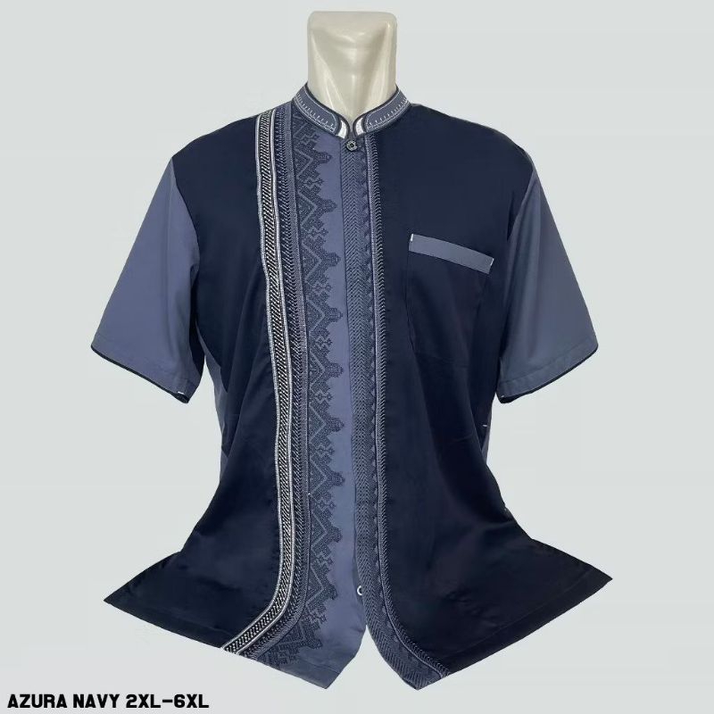 Baju Koko Jumbo 6XL Kemeja Muslim Pria Azura Bordir Koko Sabilu Taubah Size 2XL 3XL 4XL 5XL 6XL