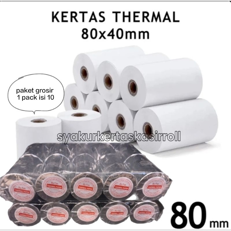 

Kertas kasir thermal murah 80x40 / Struk edc printer 80mm paket 10 roll