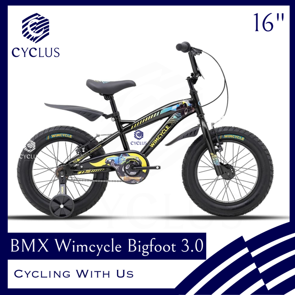Sepeda BMX Anak Laki Laki Wimcycle Big Foot Bigfoot 16 Inch Ban Besar Bisa Instan