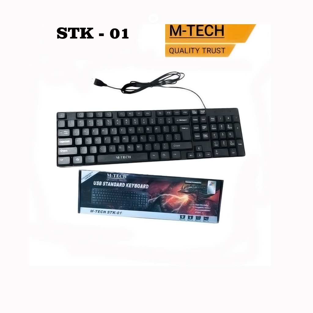 M-Tech Keyboard USB Standar Untuk Komputer PC, Laptop, Android