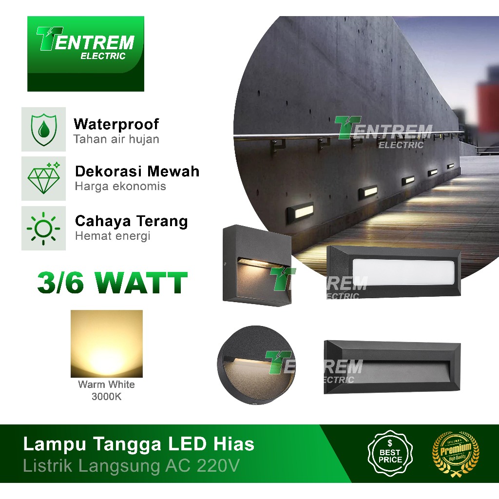 Lampu Tangga LED 3 Watt Outdoor Indoor Tempel Dinding Outbow