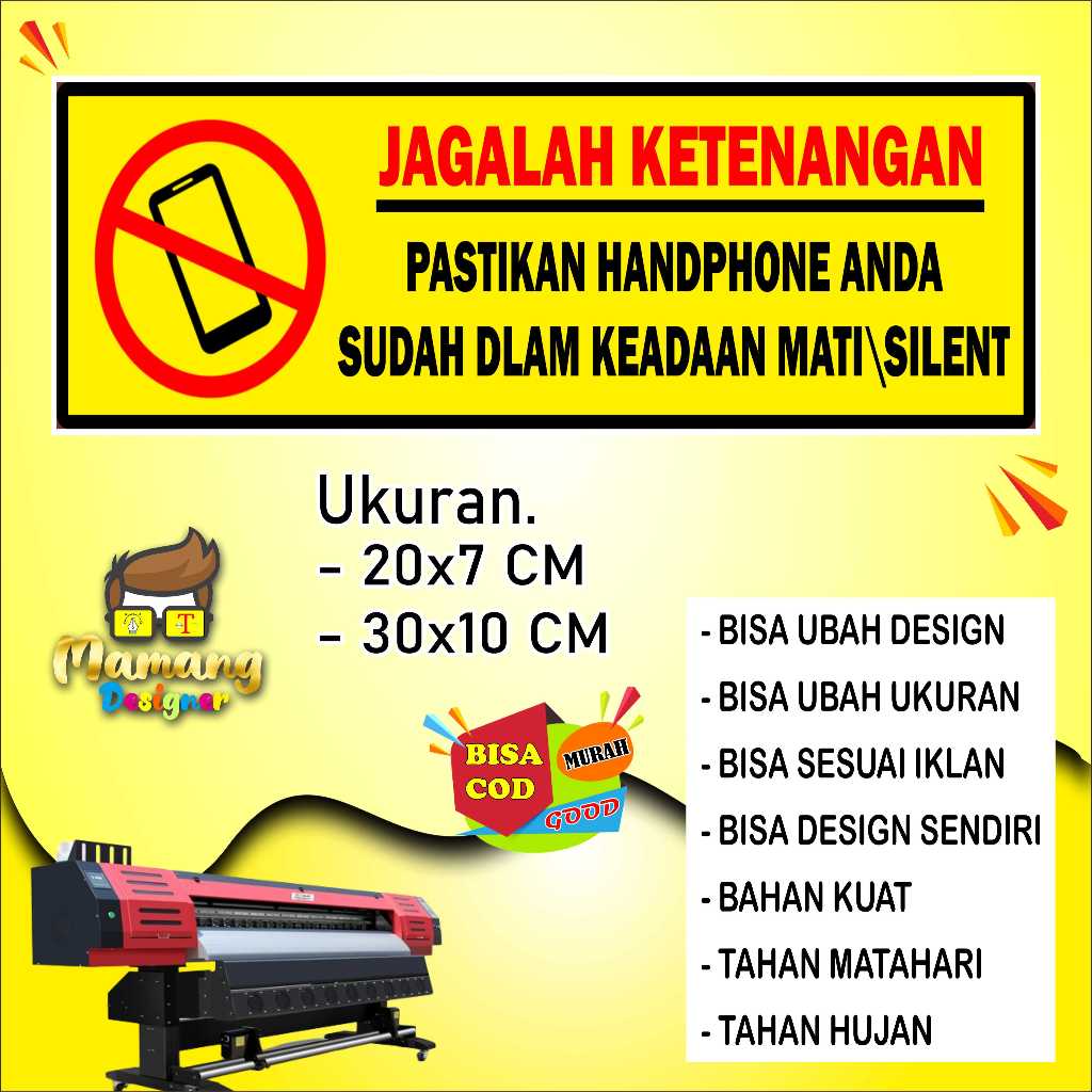 

Sticker Tempelan Dinding Tulisan Jagalah Ketenangan Bahan Kuat Kuning
