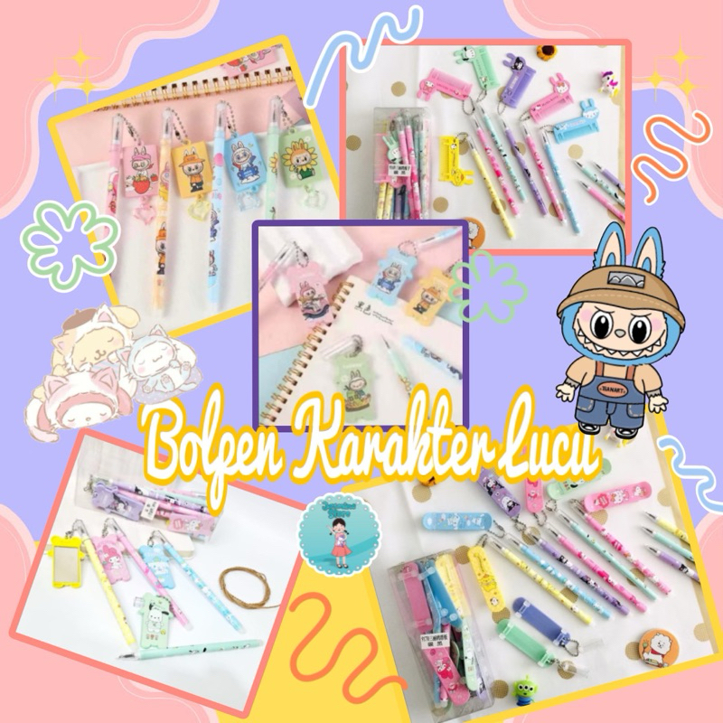 

Bolpen Pulpen Pena Click Klik Pencet Hapus Labubu akrilik sisir kaca manik notes ice cream/Bolpen sanrio kaca cermin sisir/Pen sanrio cermin/Bolpen capybara lucu sisir cermin/Pen kapibara