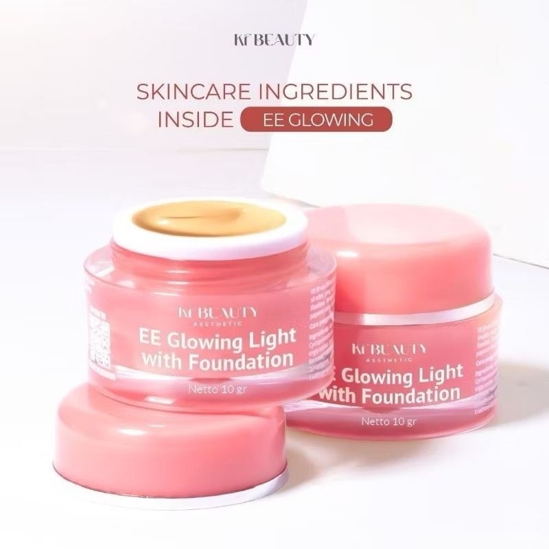 ￼❤️KF BEAUTY❤️ EE GLOWING LIGHT WITH FOUNDATION | EE GLOW SUNSCREEN | SUNSCREEN | CREAM PAGI KF SKIN