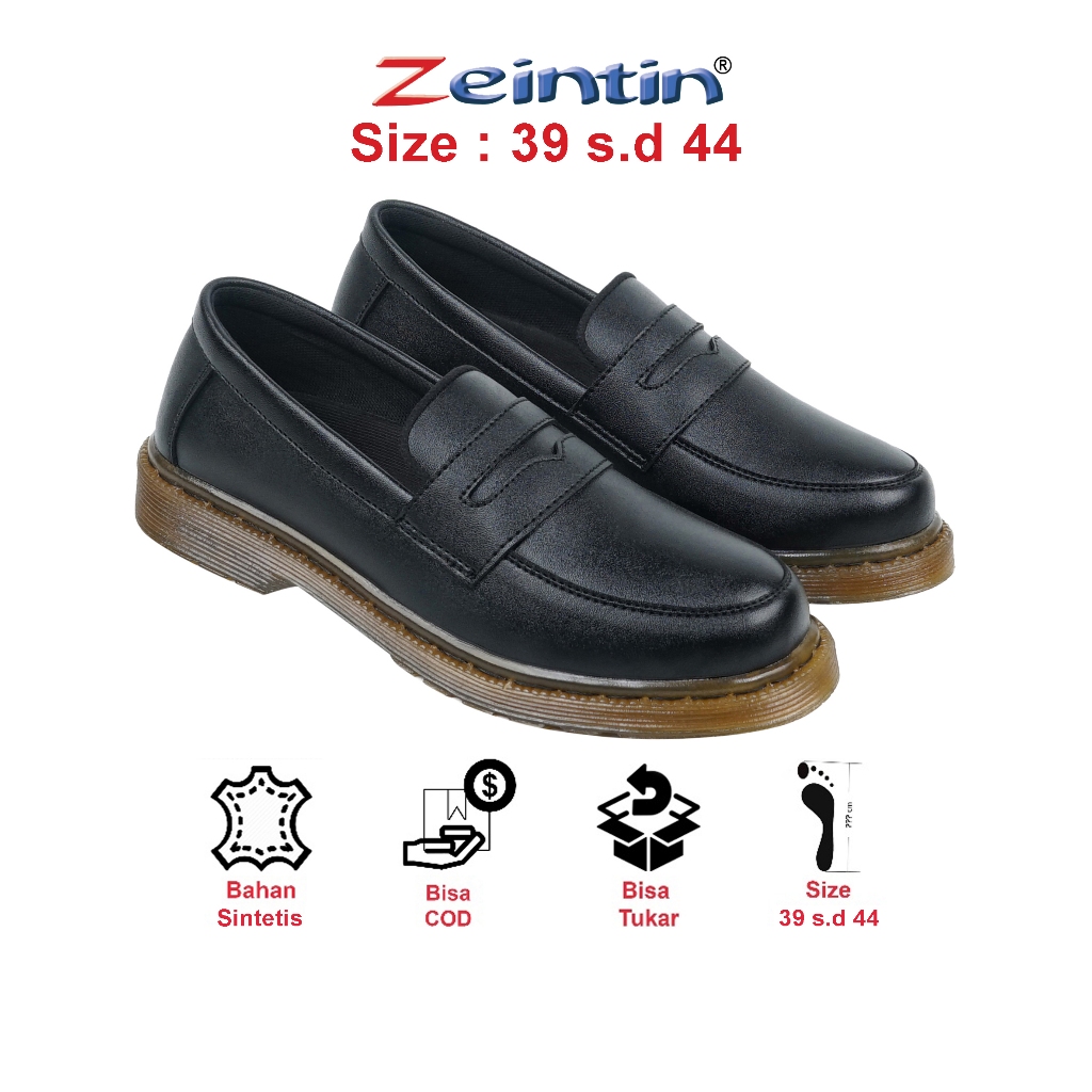 Zeintin - Sepatu Pria Loafers Kulit Sintetis Hitam Docmart Pria Sepatu Pria Hitam OD