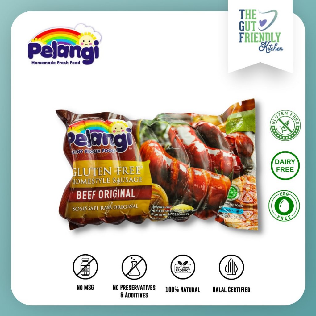 

PELANGI - Sosis Beef Original Gluten Free, Dairy Free, Egg Free, Halal Non MSG & Non Pengawet