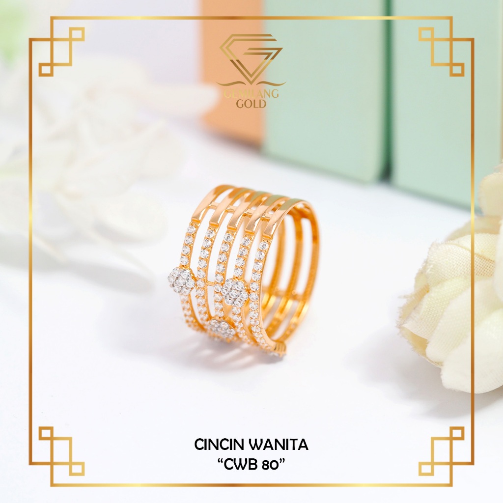 CINCIN ROLL WANITA EMAS ASLI KADAR 6K (300) CINCIN WANITA FASHION CWB 80