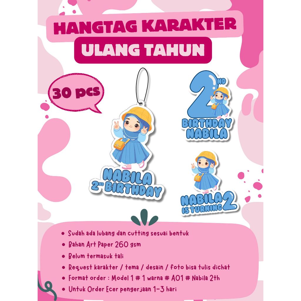 

(30pcs) LABEL HANGTAG LABEL TAG ULANG TAHUN BIRTHDAY PARTY KARAKTER LUCU AESTHETIC MURAH SOUVENIR HAMPERS SYUKURAN ULANG TAHUN