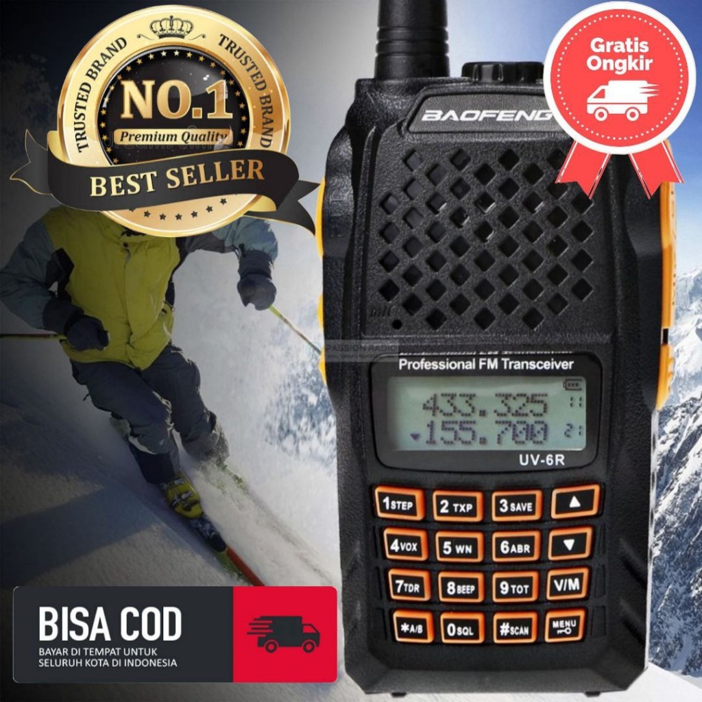 TERLARIS - HT UV6r ht handy talky uv 6r dualband uv-6r radio komunikasi vhf uhf 7 watt UV 6R HT 6R